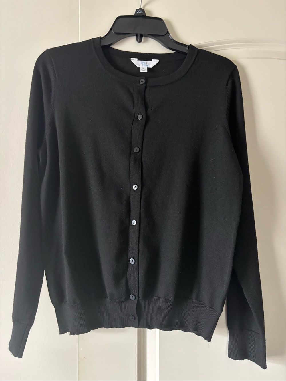 Classic Black Crewneck Cardigan Sweater 18 X 23